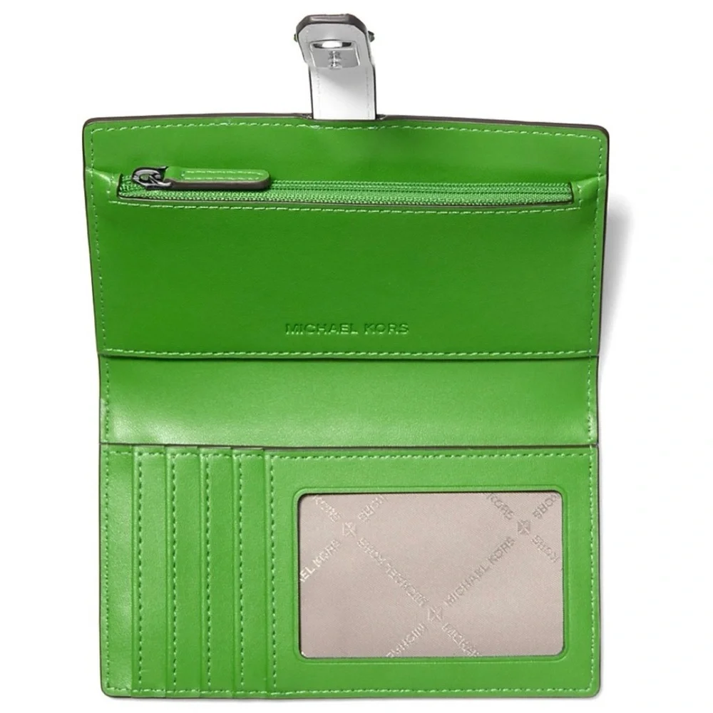 Michael Kors Greenwich Medium Signature Logo Wallet Jungle Green - Picture 7 of 9